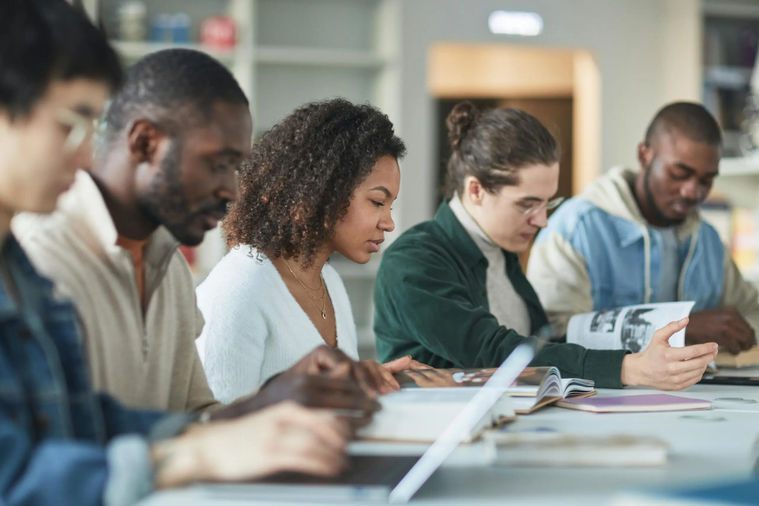 Adults studying English